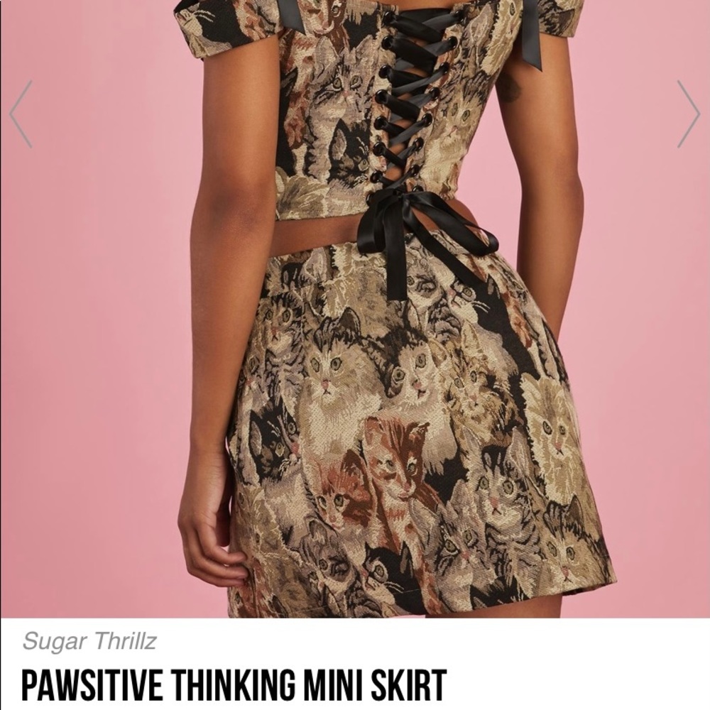 Sugar Thrillz Pawsitive Thinking Cat Skirt